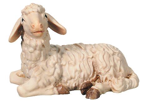 Lying wood carved Sheep - color