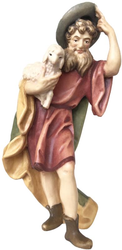 Shepherd with beard, hat and sheep - color