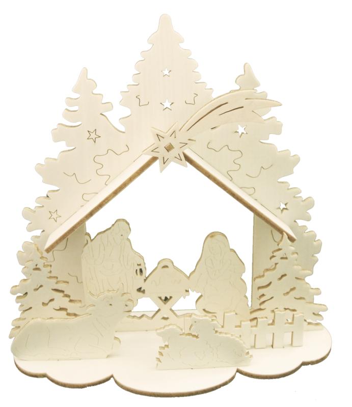 Krippe Lasercut Holz zum hängen