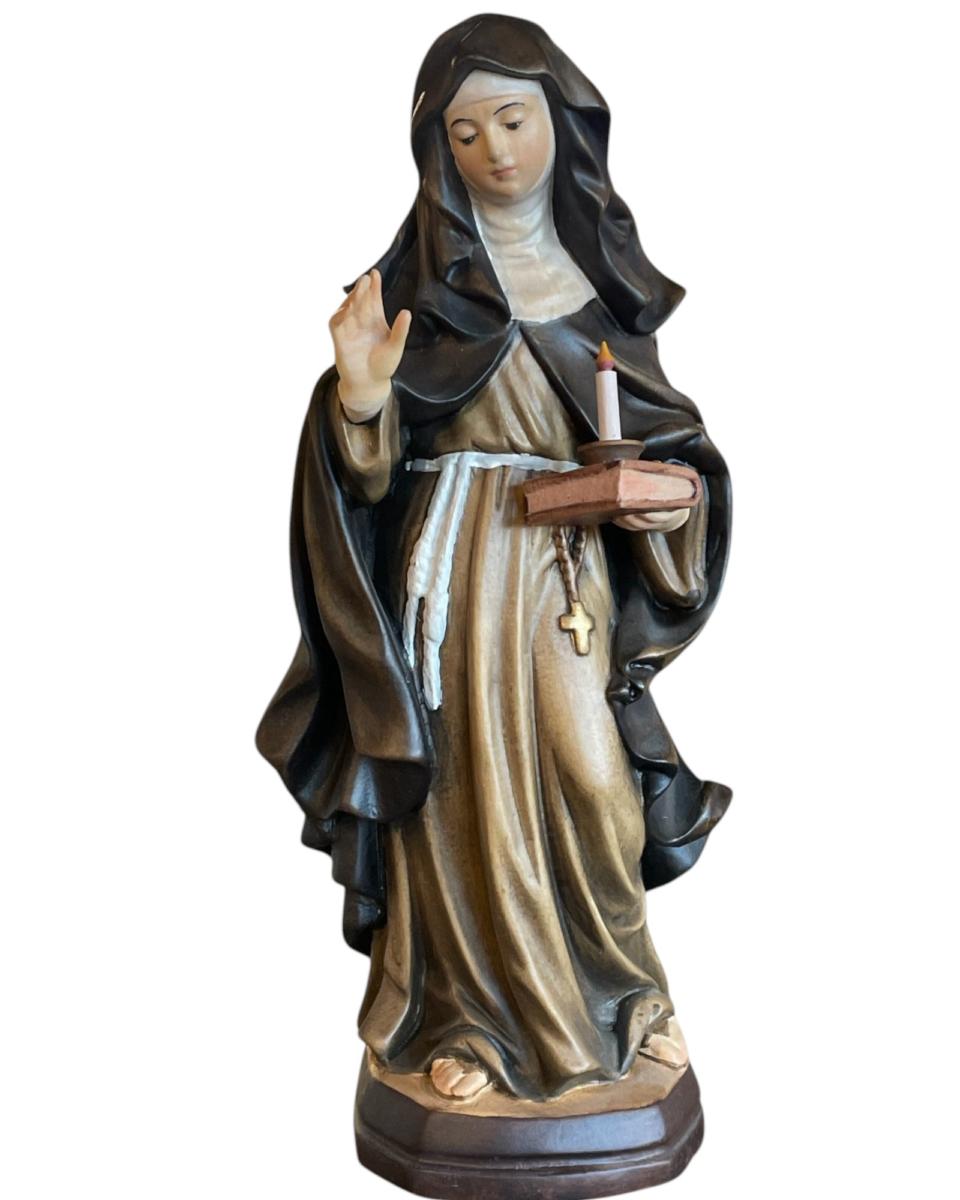 Saint Bridget with Candle wood carved statue - color