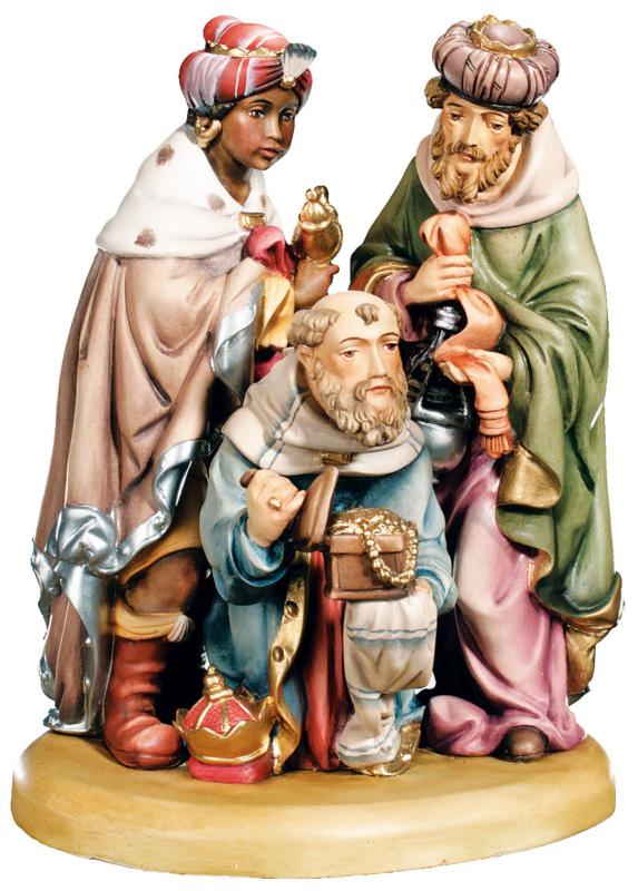 Gruppo tre re magi in legno - colorato a olio