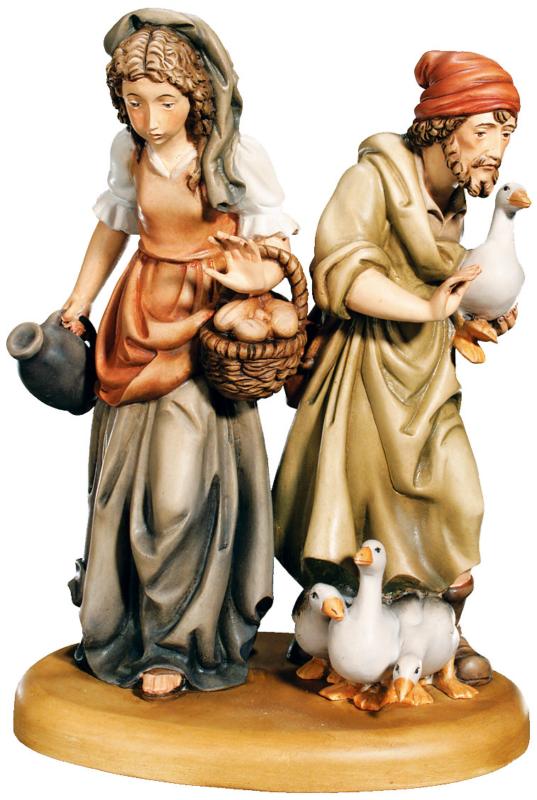 Deux bergers sculptés en bois