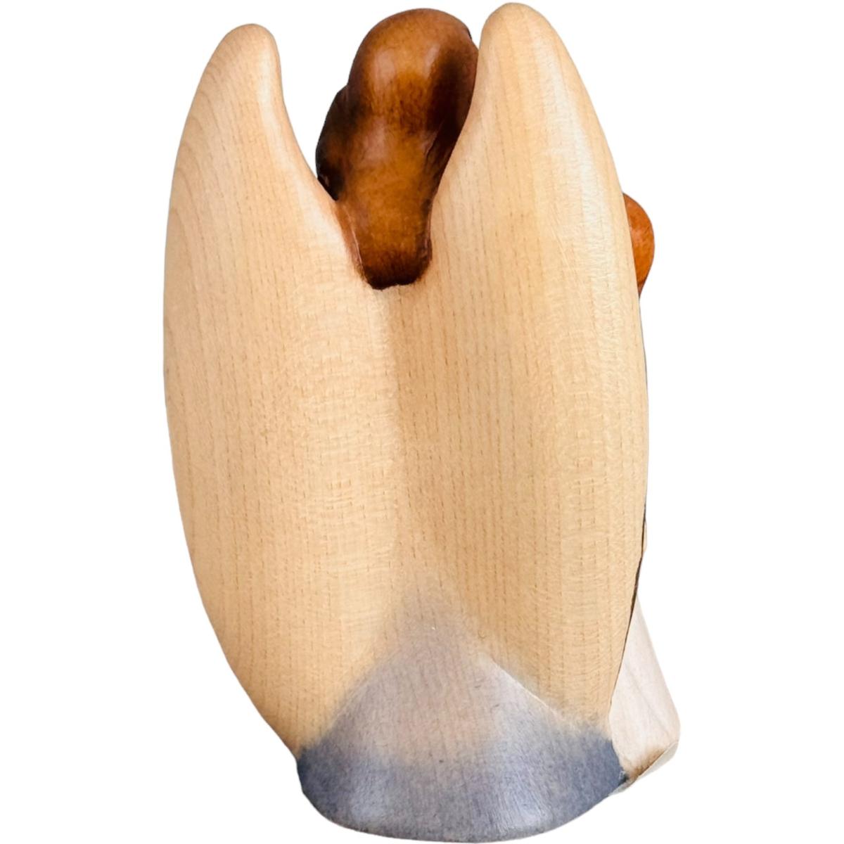 Wooden Guardian Angel with Girl - Blue cloth