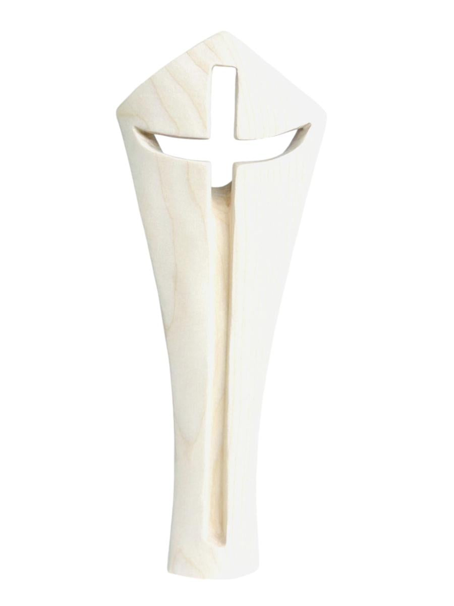 Modernes Kreuz aus Naturholz