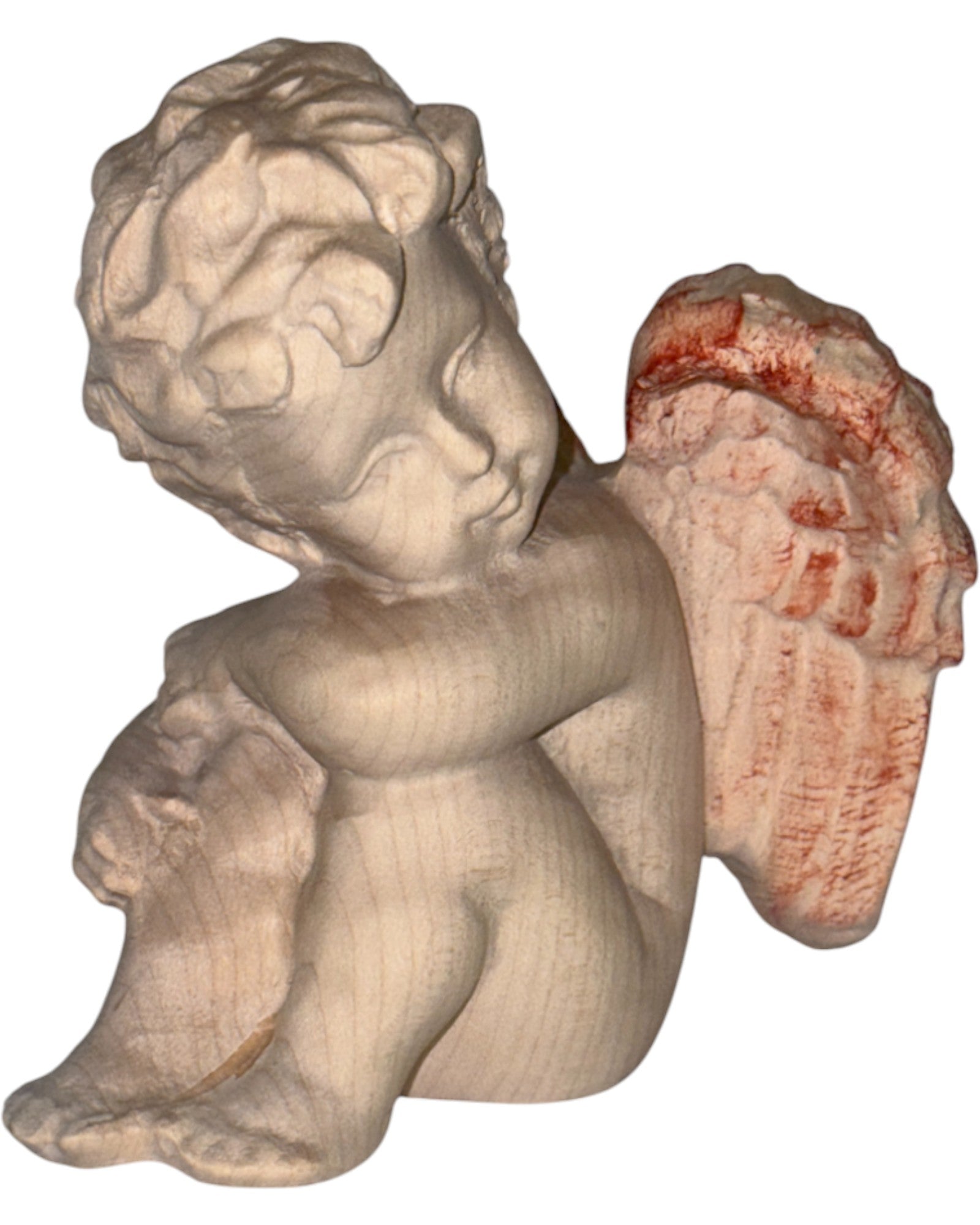 Angelo in legno seduto a sinistra | Arte sacra DOLFI