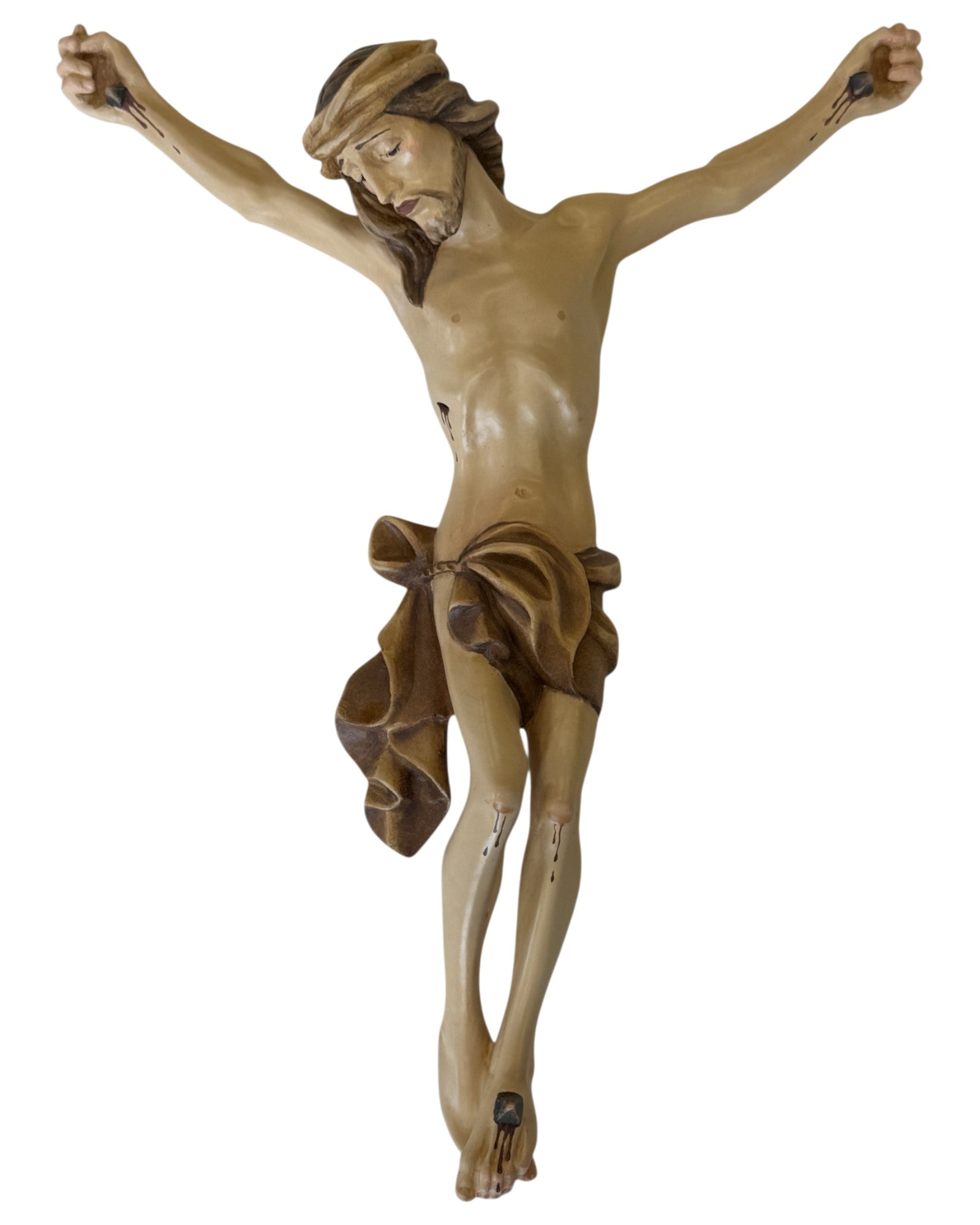 Christus Corpus aus Ahornholz - in Brauntönen lasiert