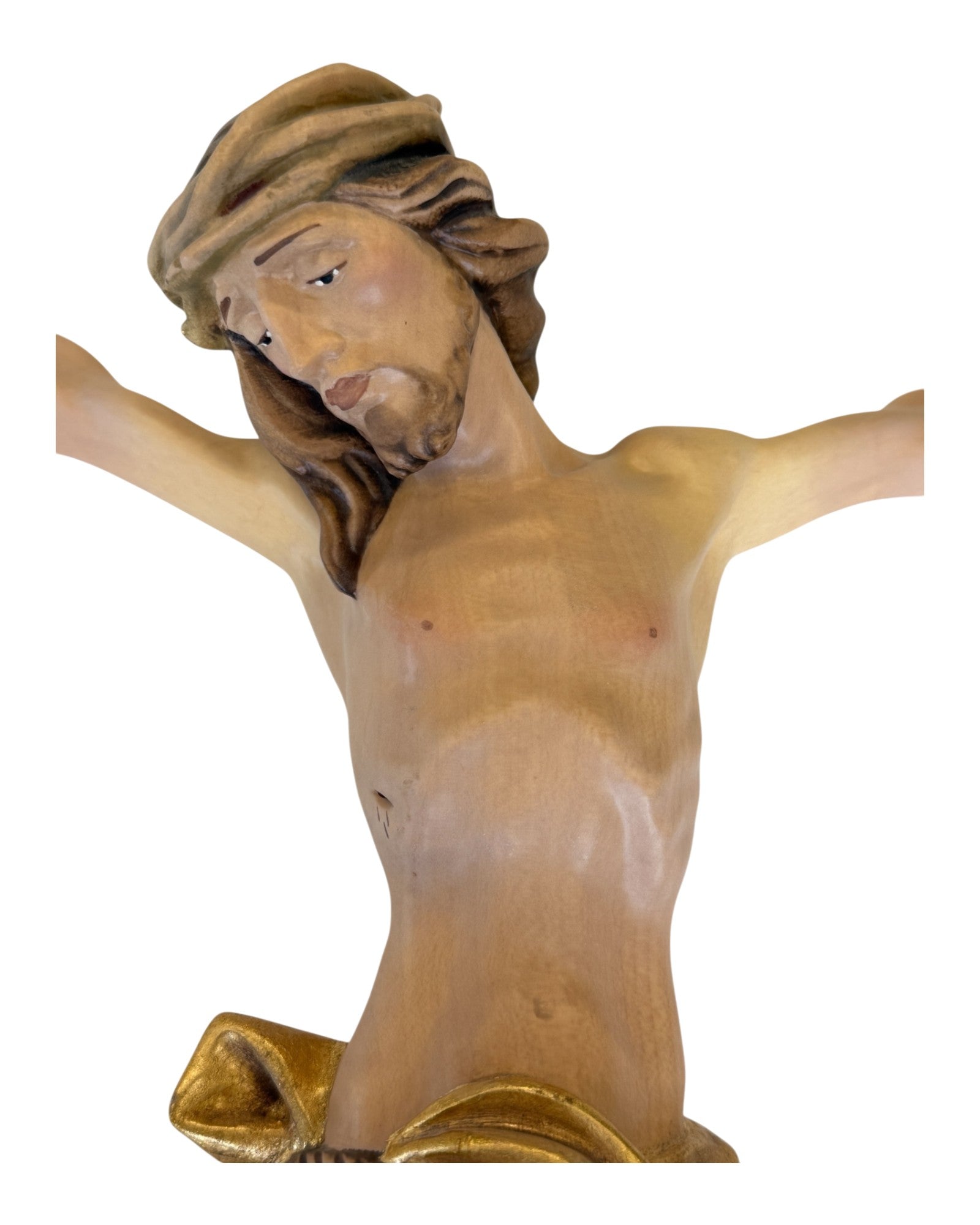 Christus Corpus aus Ahornholz - in Brauntönen lasiert