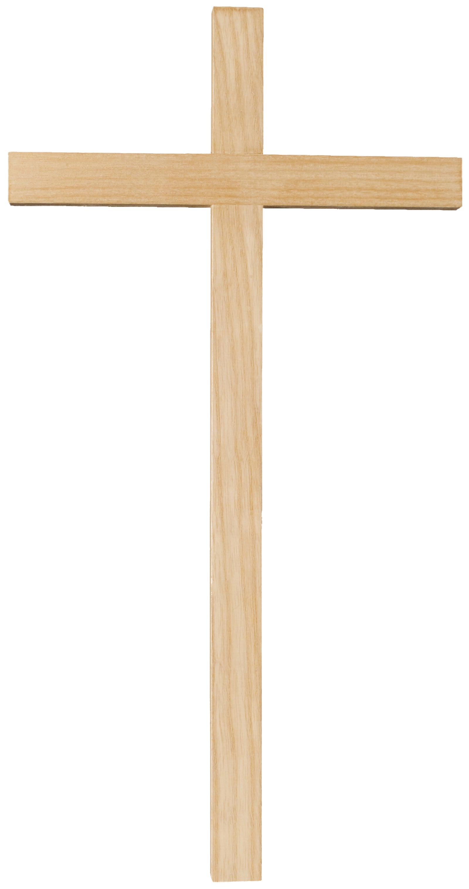 Cruz recta tallada en madera de fresno