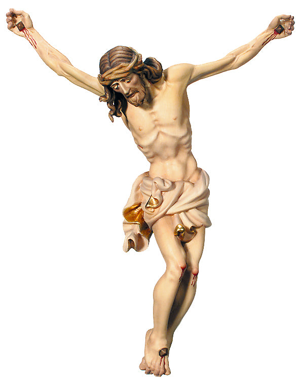 Jesus Christus Körper barock in Ahornholz - Blaues Tuch