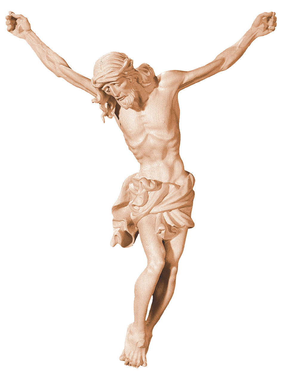 Jesus Christus Körper barock in Ahornholz - Blaues Tuch