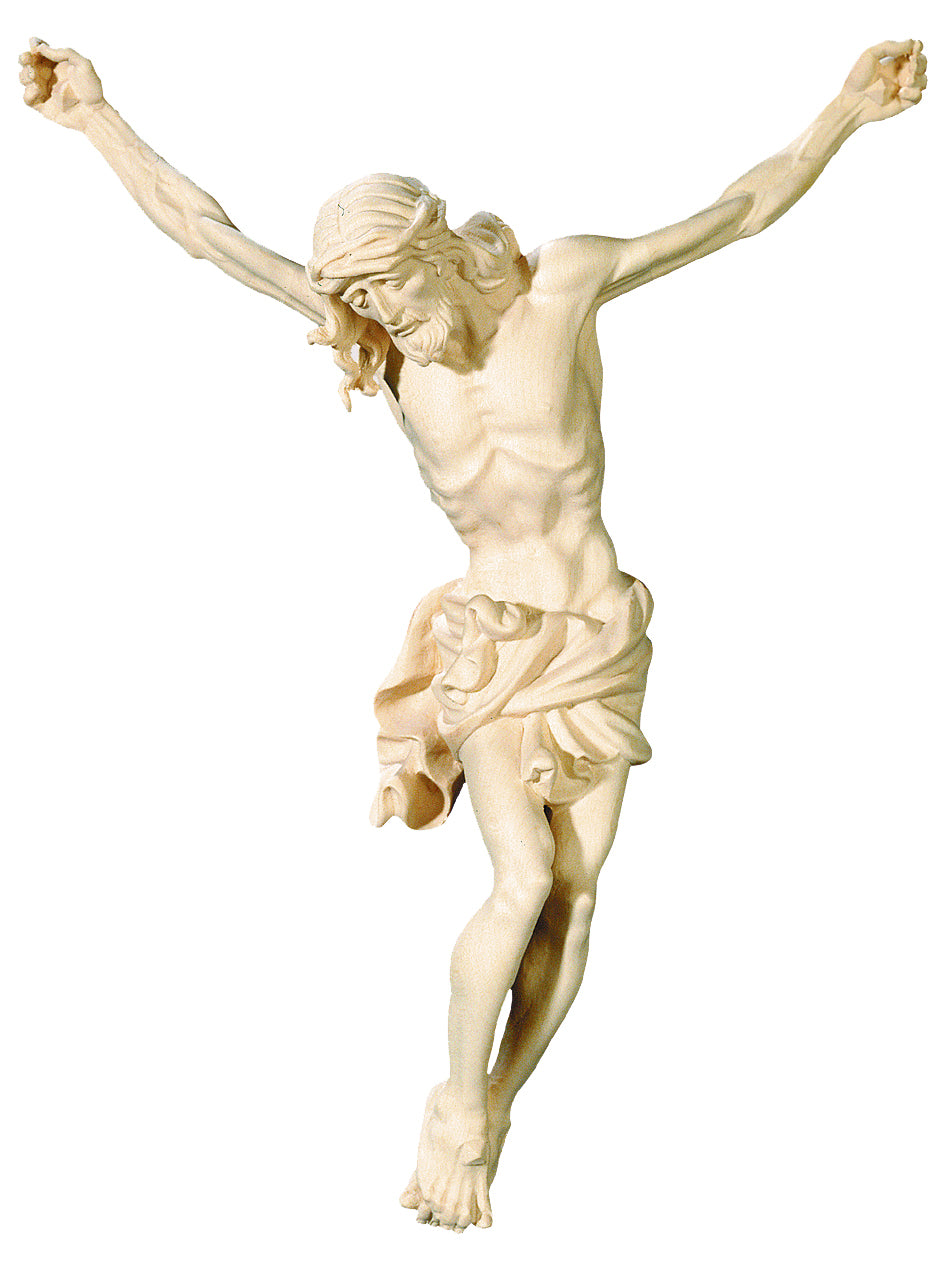 Jesus Christus Körper barock in Ahornholz - Blaues Tuch