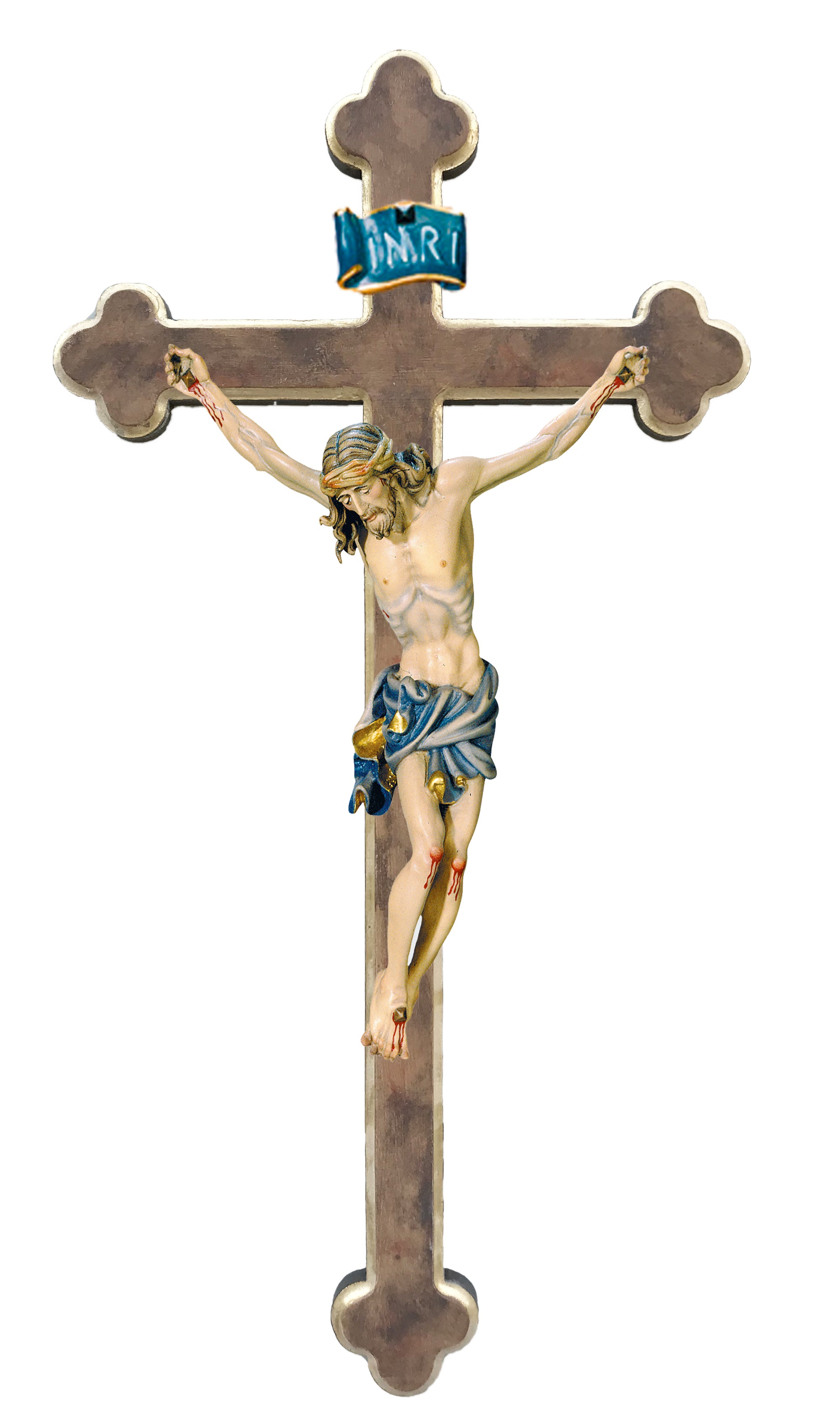 Christuskörper auf barockem Kreuz - mit Ölfarben lasiert