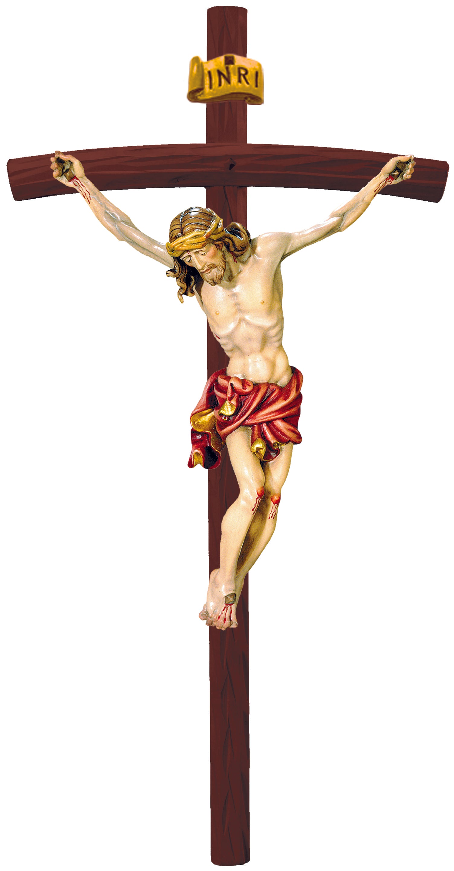 Christuskörper auf gebogenen Balken - Blaues Tuch