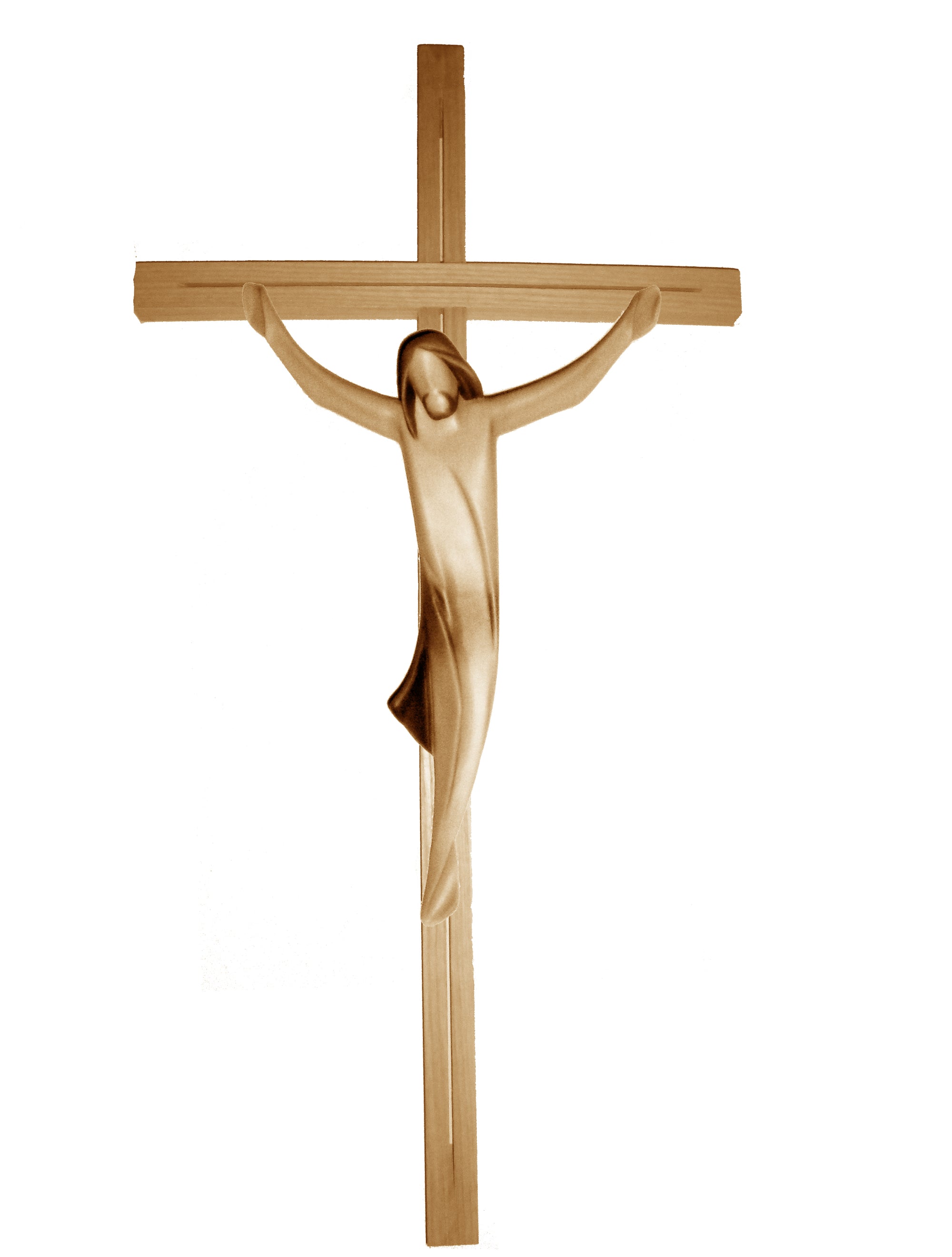 Christuskörper auf Balken gerade - Blaues Tuch