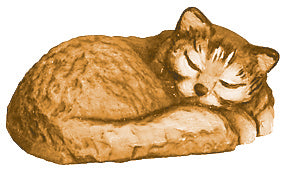 Sleeping Cat carved wood - color
