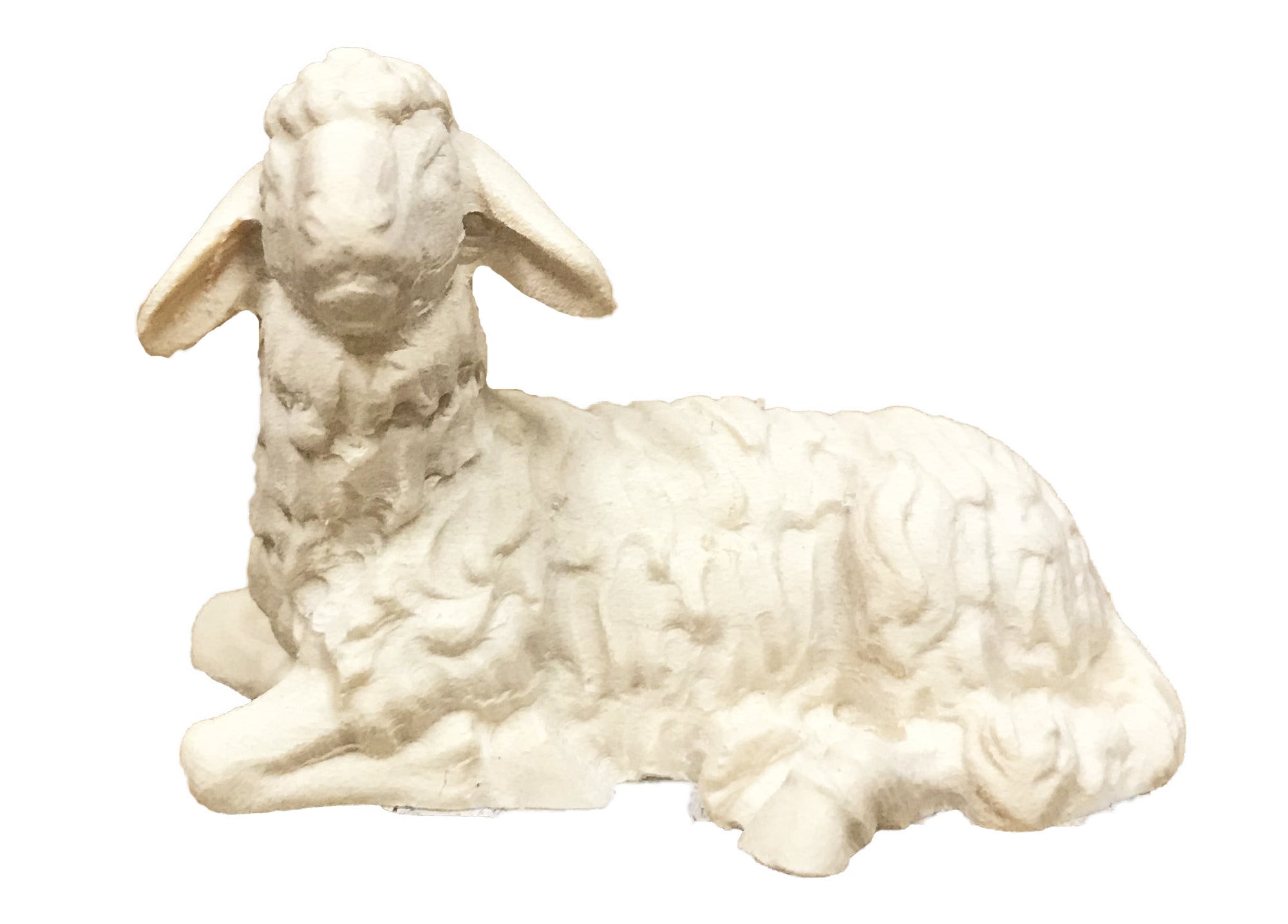 Lying wood carved Sheep - color