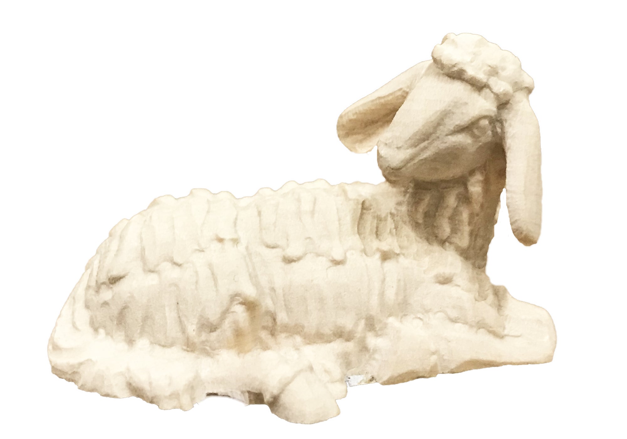 Lying Sheep carved in maple wood - color