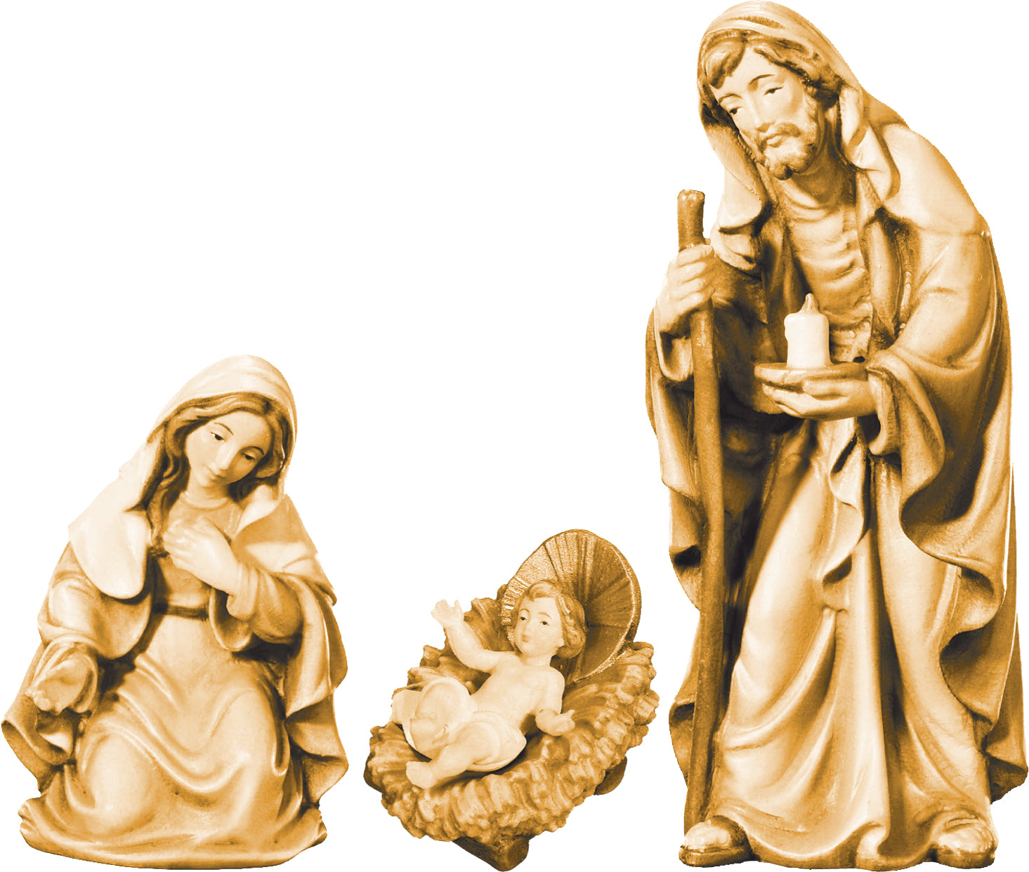 Nativity group Holy Family in wood - color