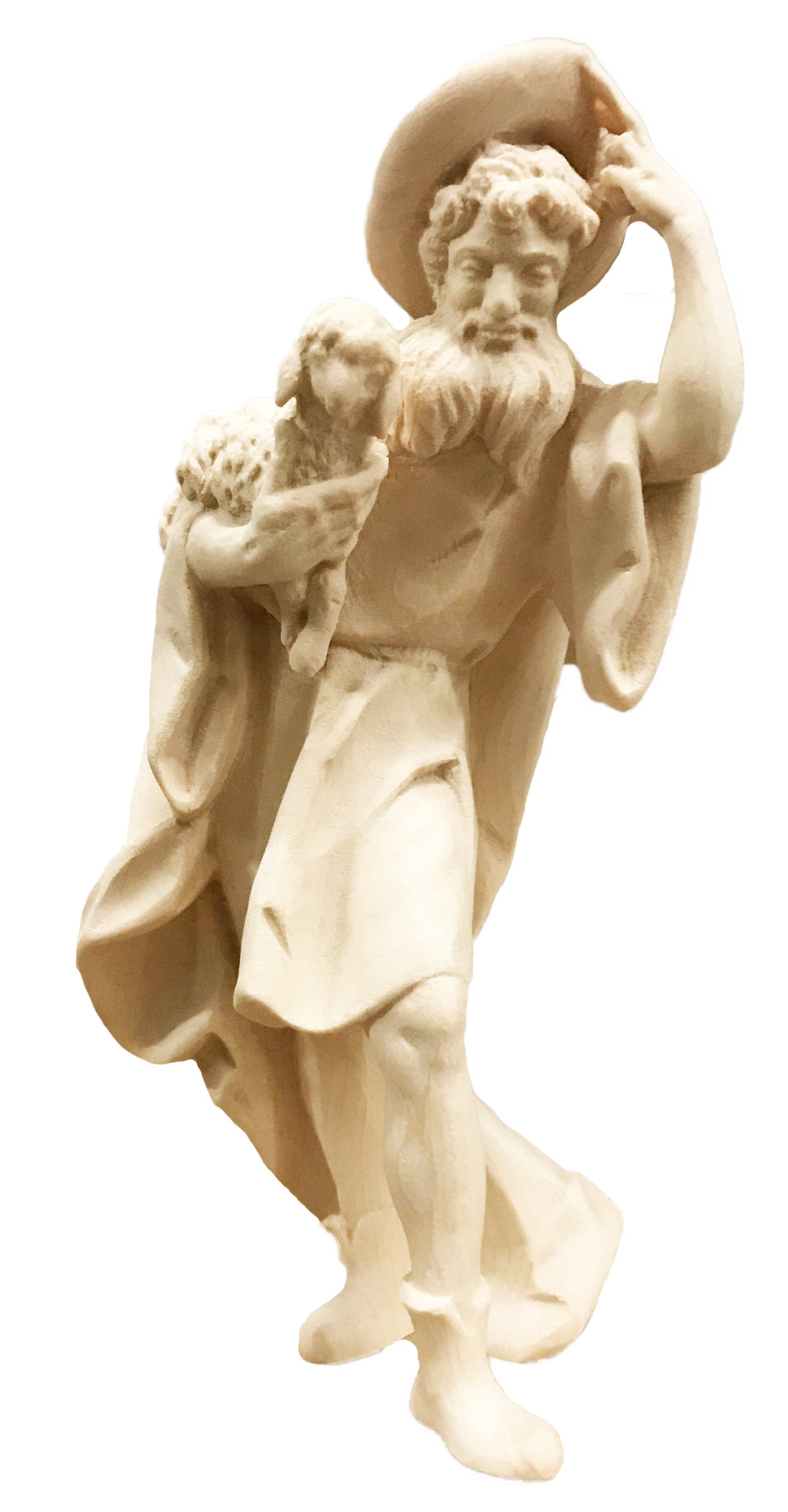 Shepherd with beard, hat and sheep - color