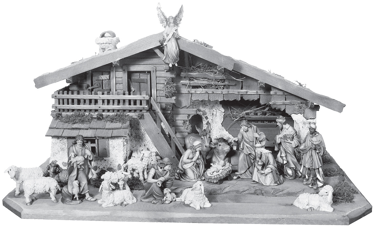 Nativity set with 14 figures plus the stable - color