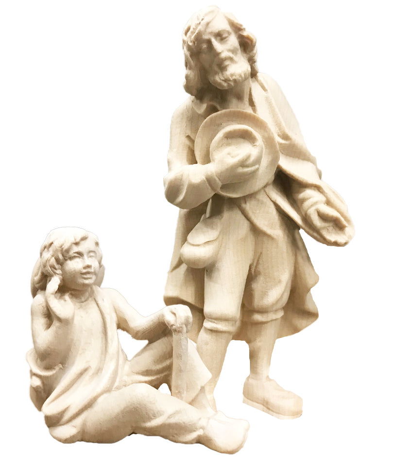 Shepherd with Boy wood carved - color