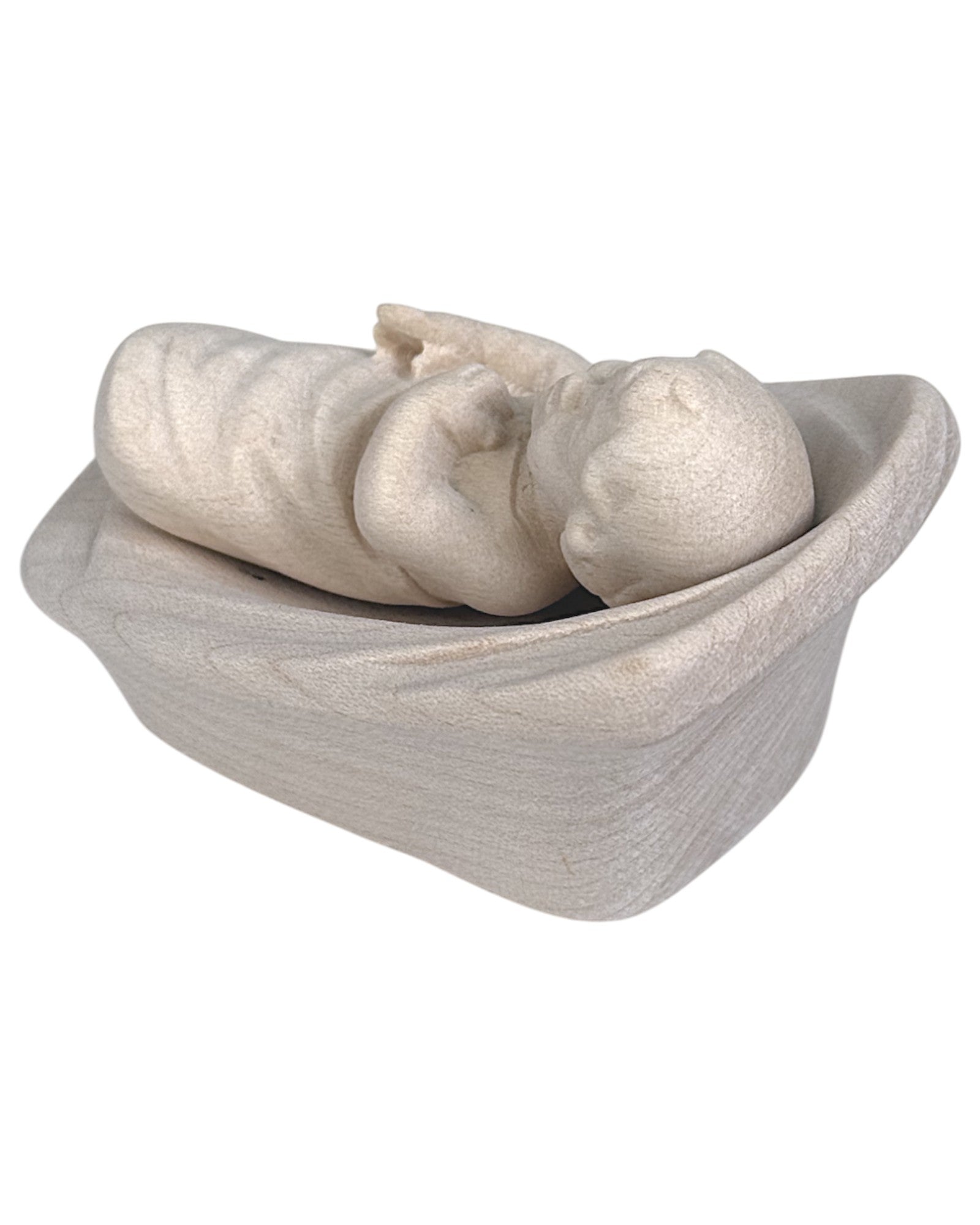 Infant with Cradle wood carved - color