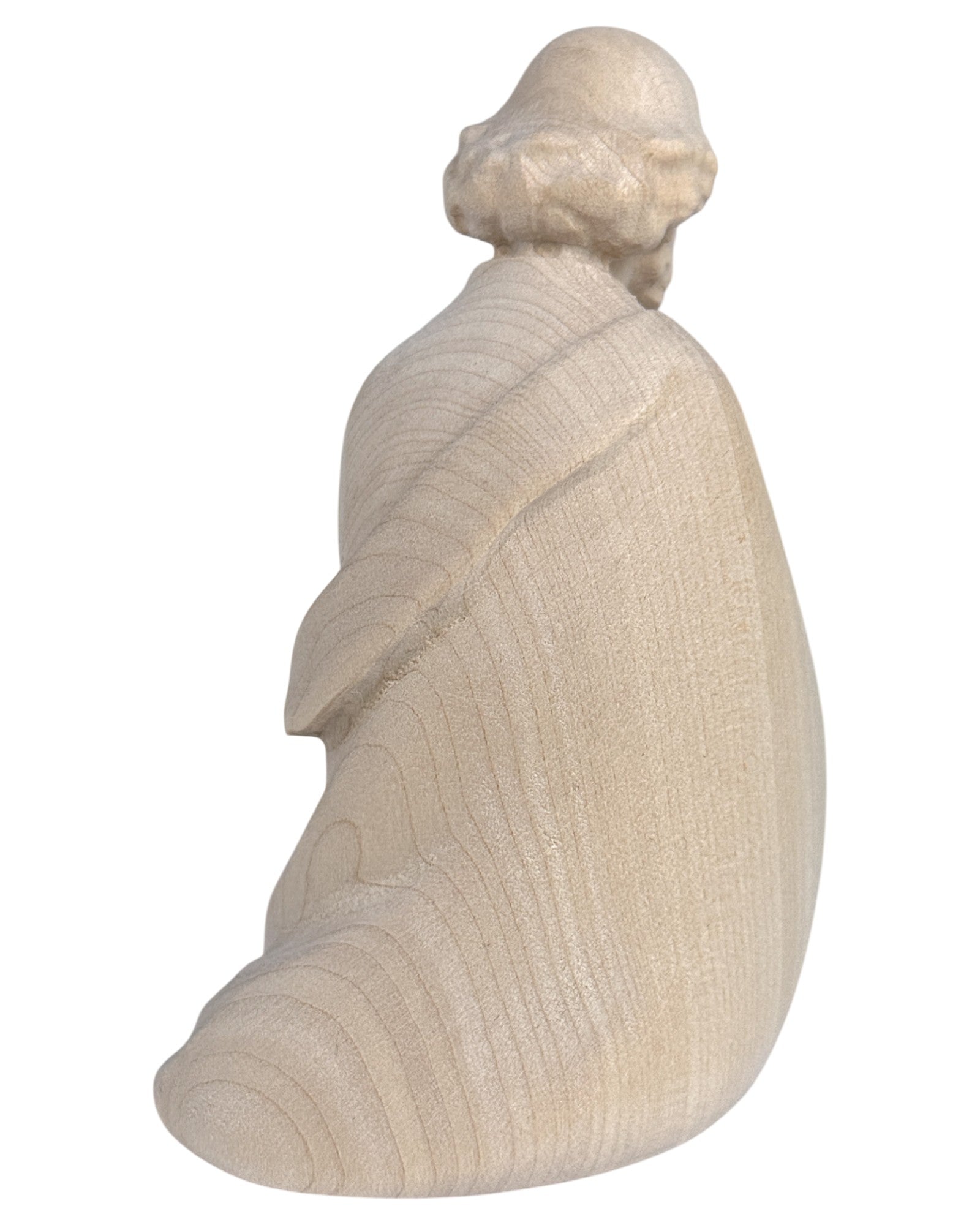 Kneeling Shepherd with Sheep wood carved - color