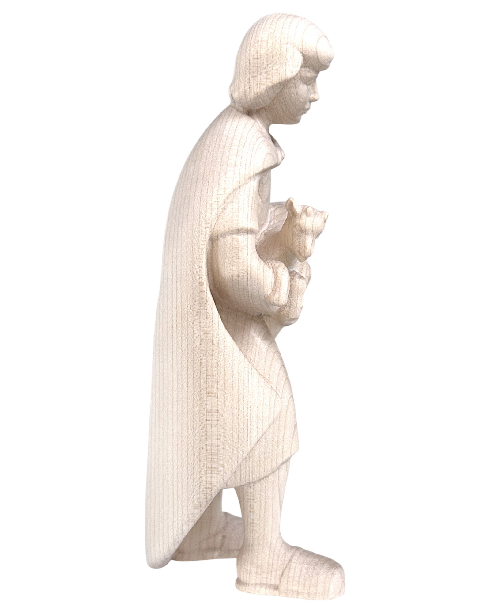 Shepherd with goat kid in wood - color