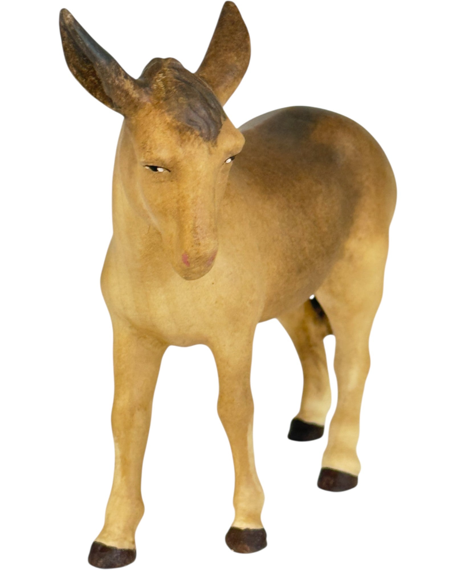 Wood carved set Nativity donkey - color