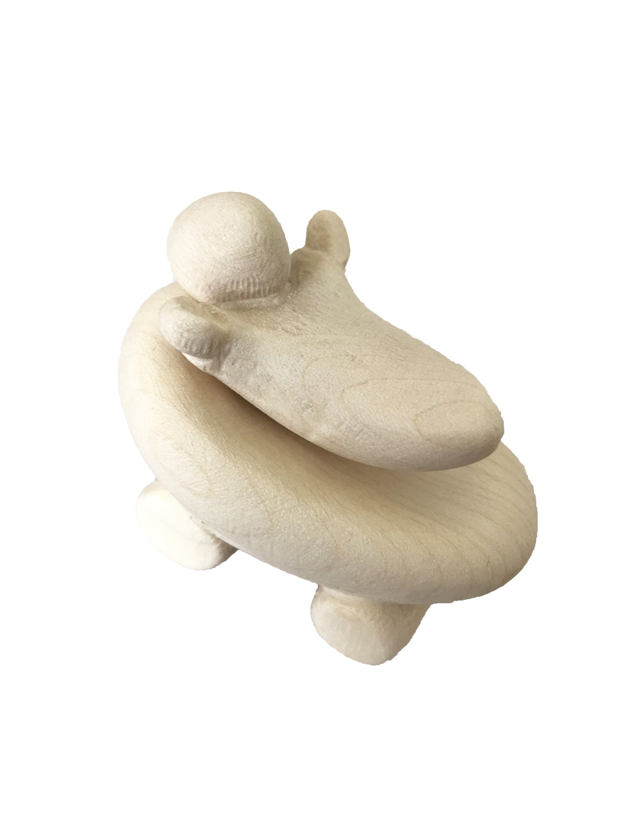 Infant with Cradle carved in wood - color