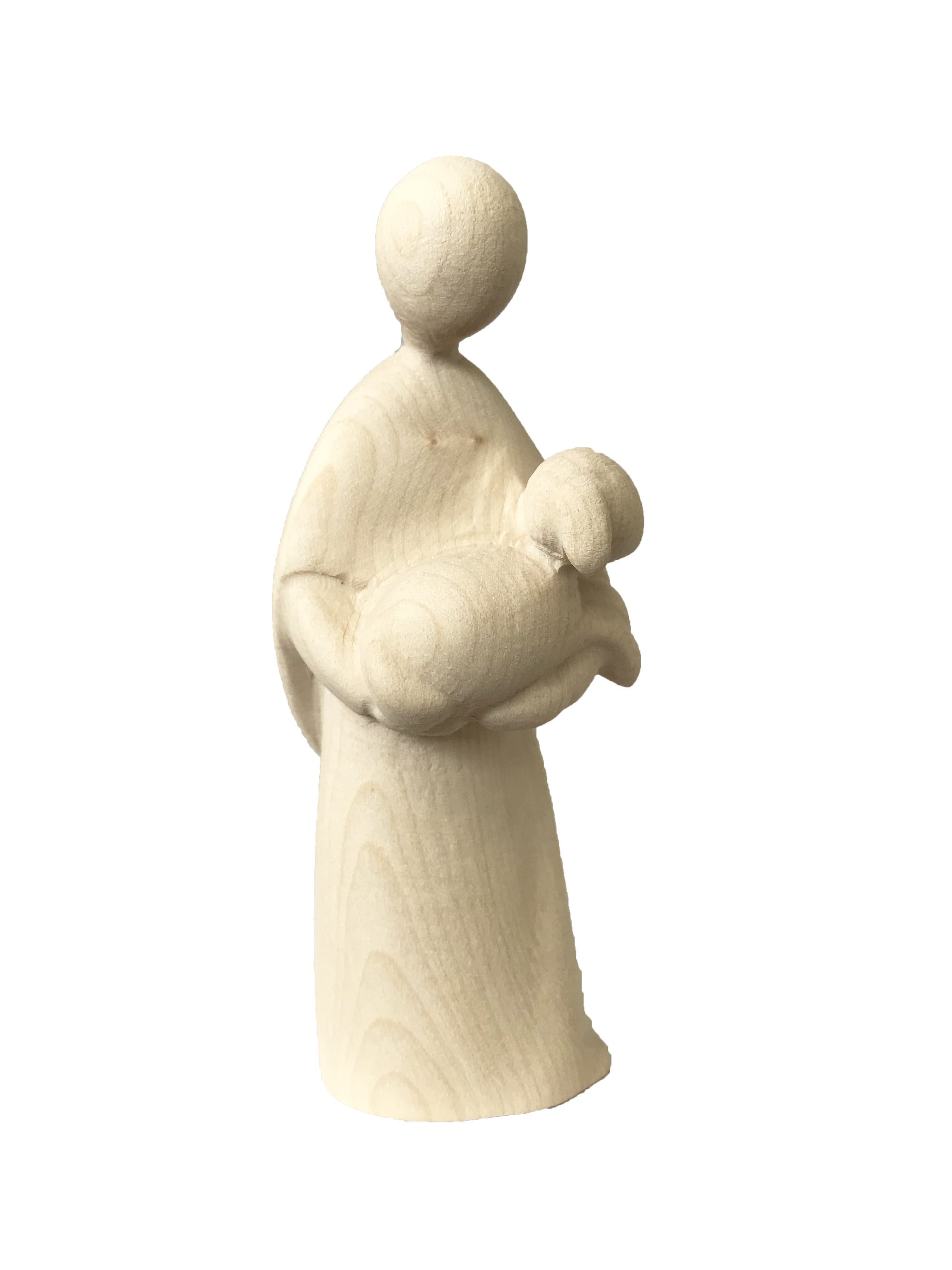 Shepherd with Sheep carved in wood - color