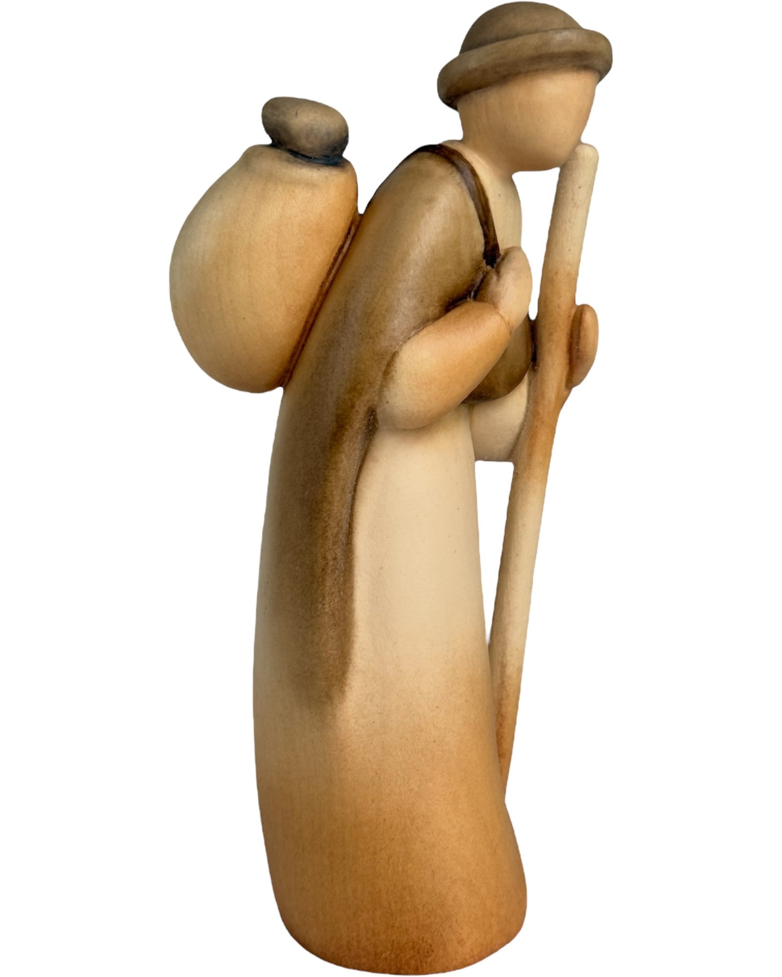 Wooden Shepherd with Stick - color