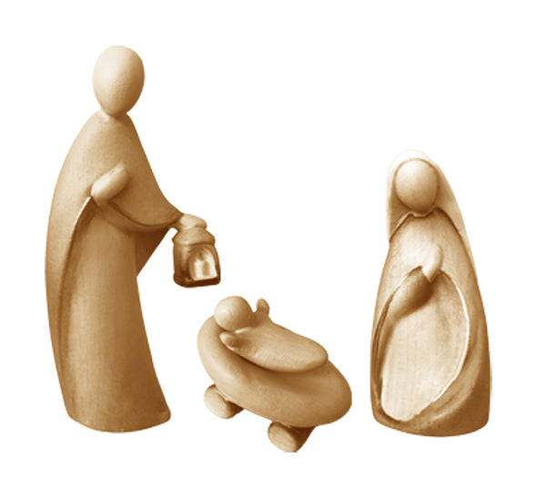 Holy Family without Stable Nativity wood carved - color
