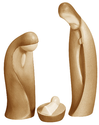 Modern Style Holy Family wood carved - color
