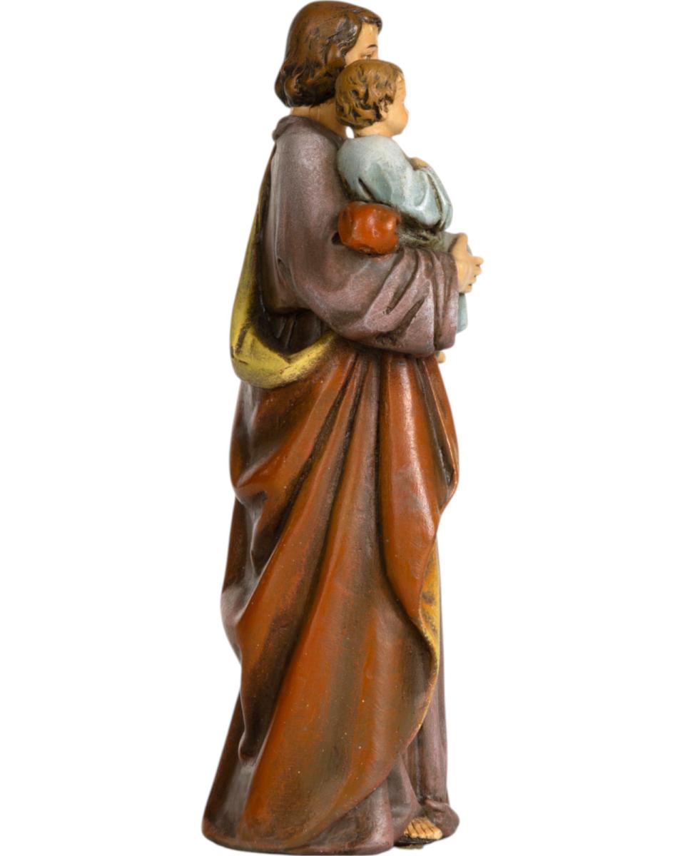 Heiliger Josef mit Kind und Lilie aus Kunstharz