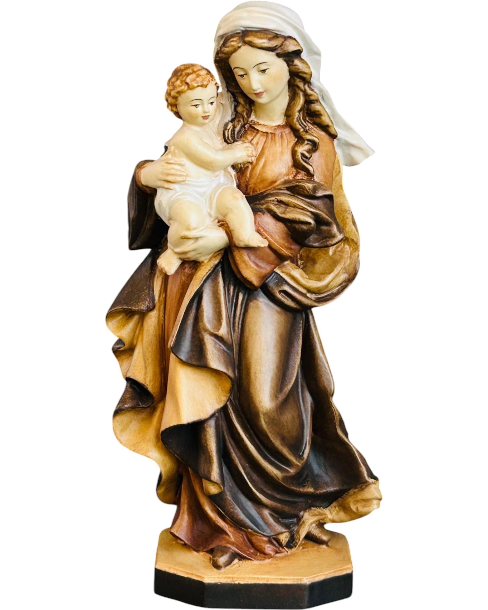 Our Lady of Reverence wood carved Madonna - color