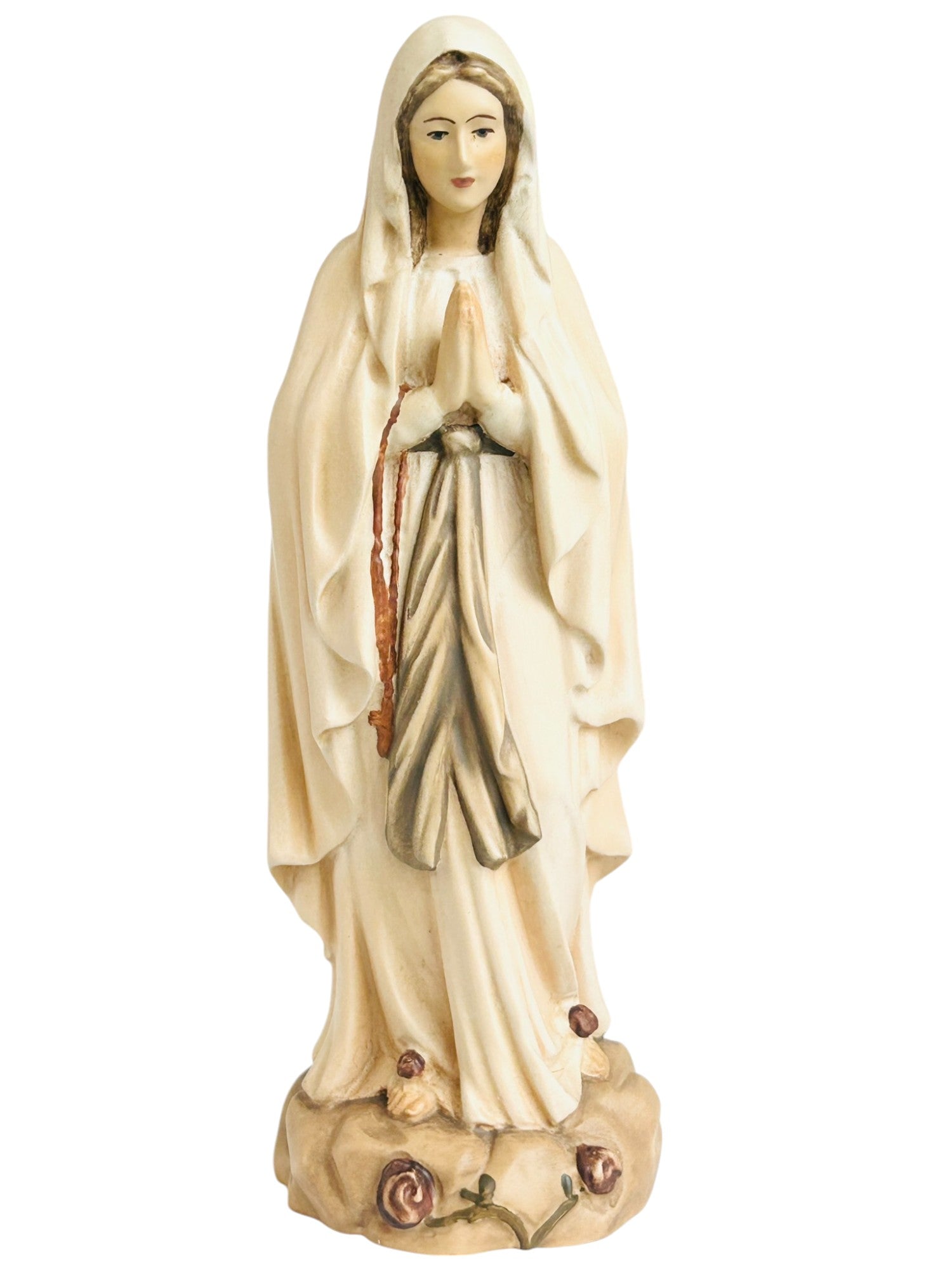 Our Lady Madonna of Lourdes Hand carved - color