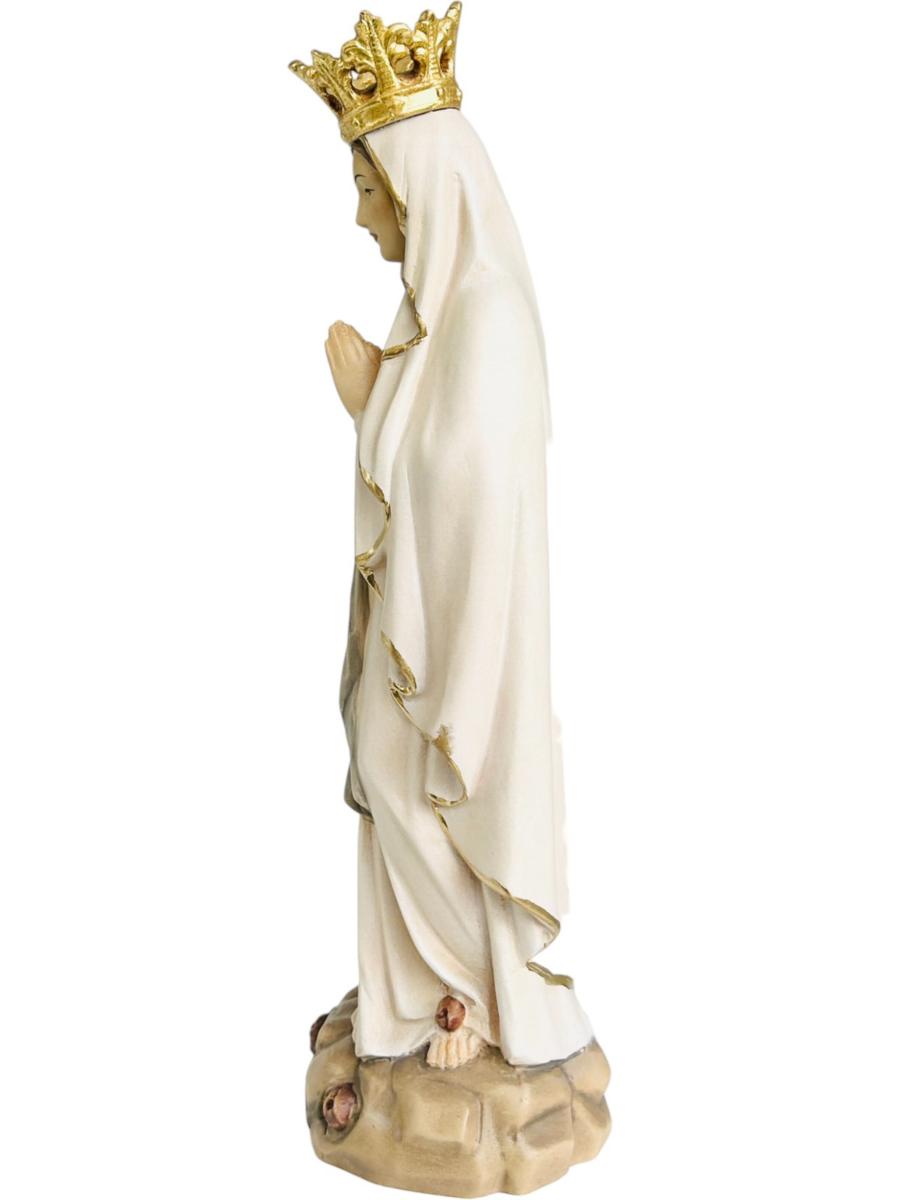 Our Lady of Lourdes with Crown wood statue - color