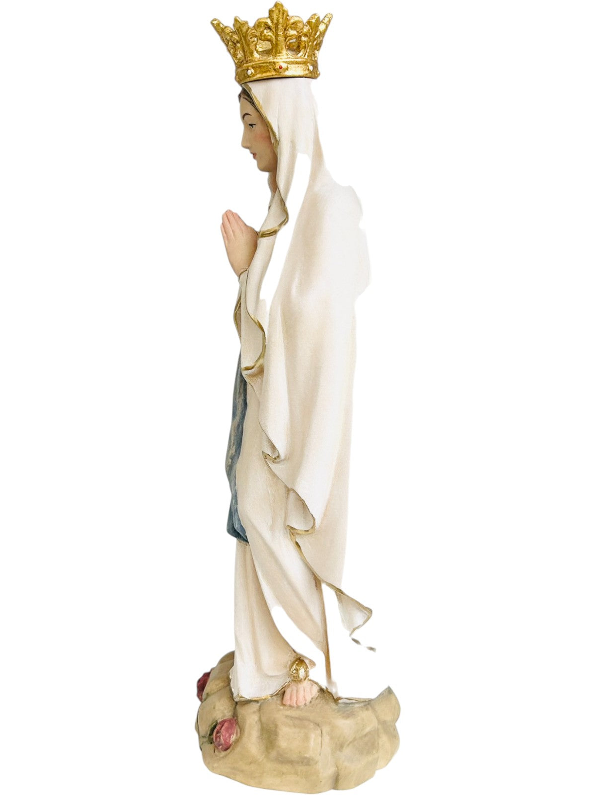 Our Lady of Lourdes with Crown wood statue - color