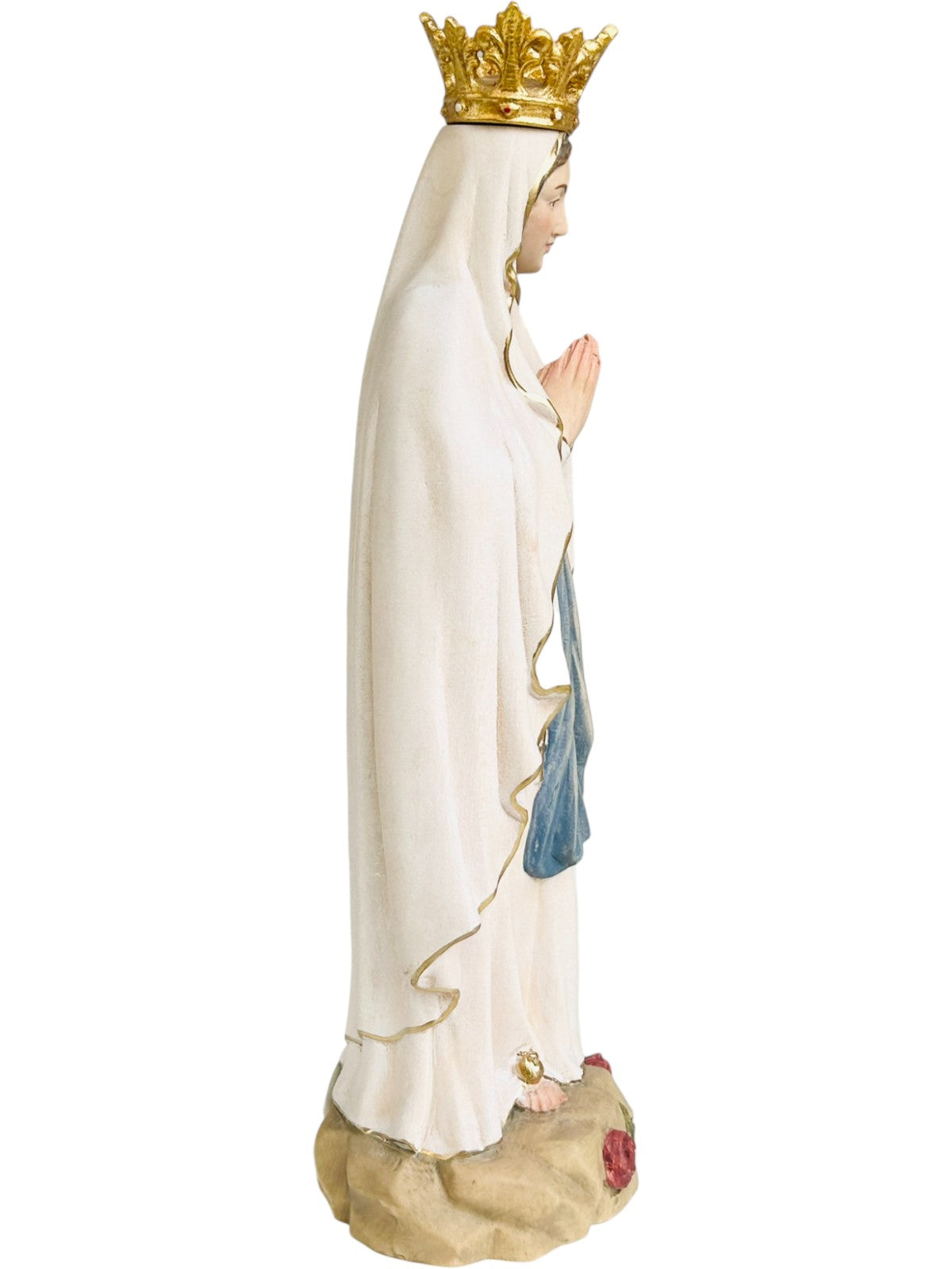 Our Lady of Lourdes with Crown wood statue - color