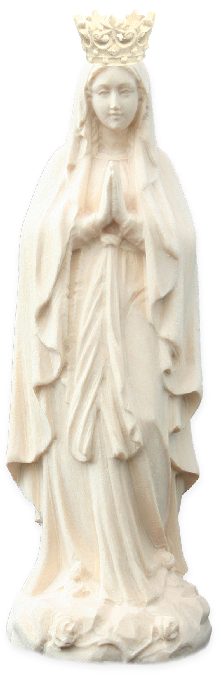 Our Lady of Lourdes with Crown wood statue - color