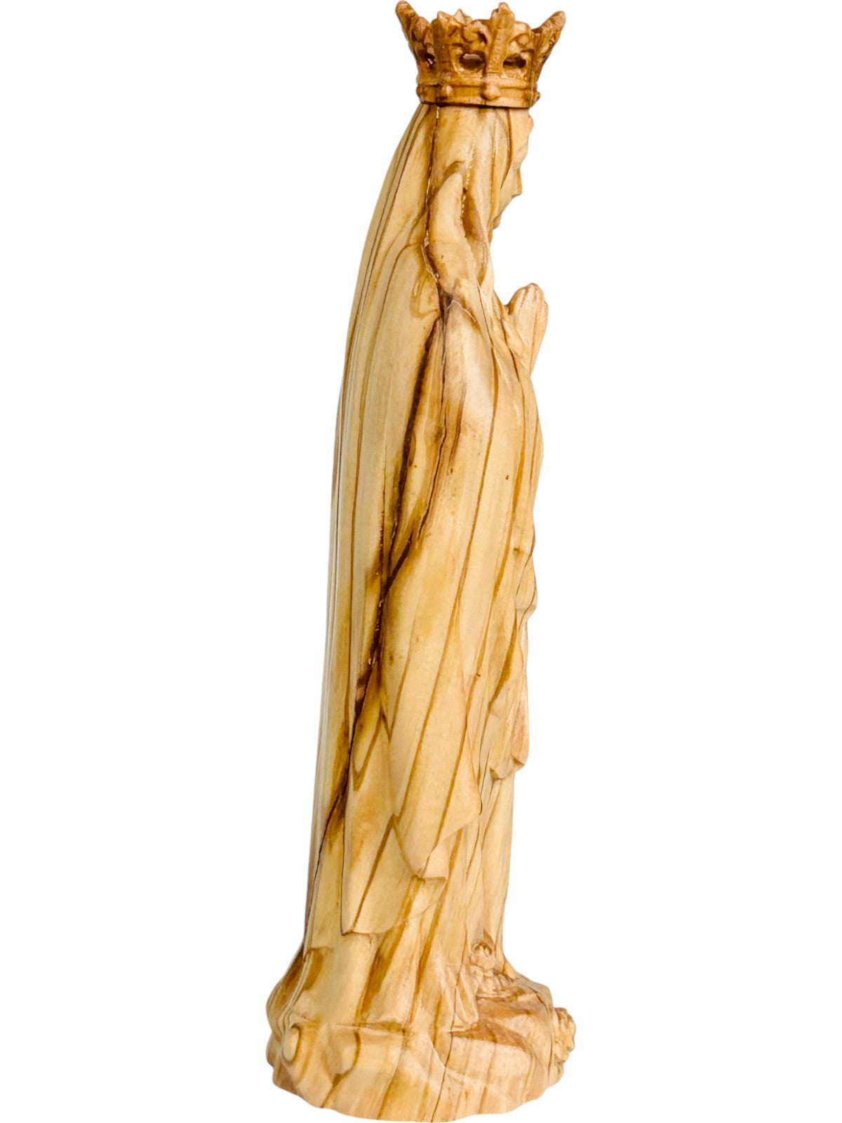 Our Lady of Lourdes with Crown wood statue - color