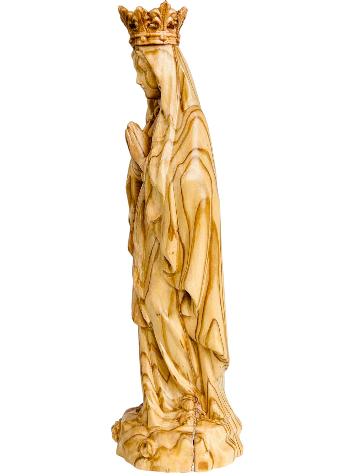 Our Lady of Lourdes with Crown wood statue - color