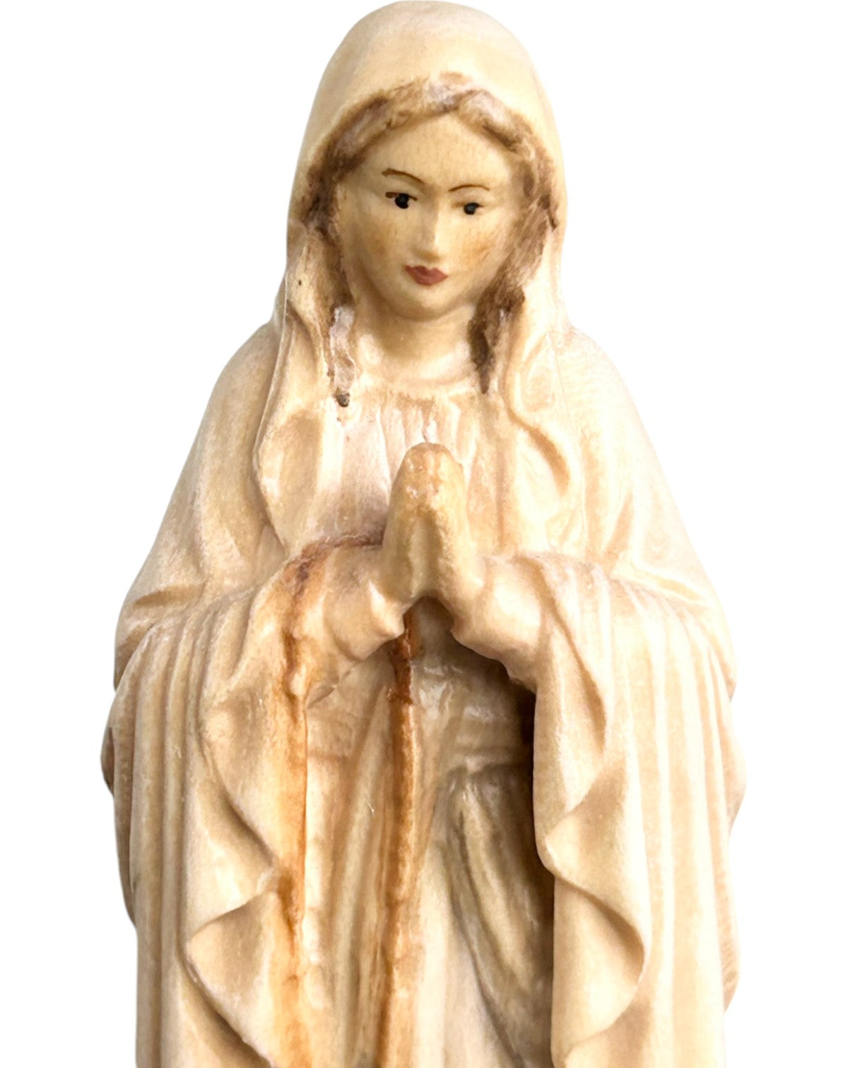 Our Lady of Lourdes wood carved - color