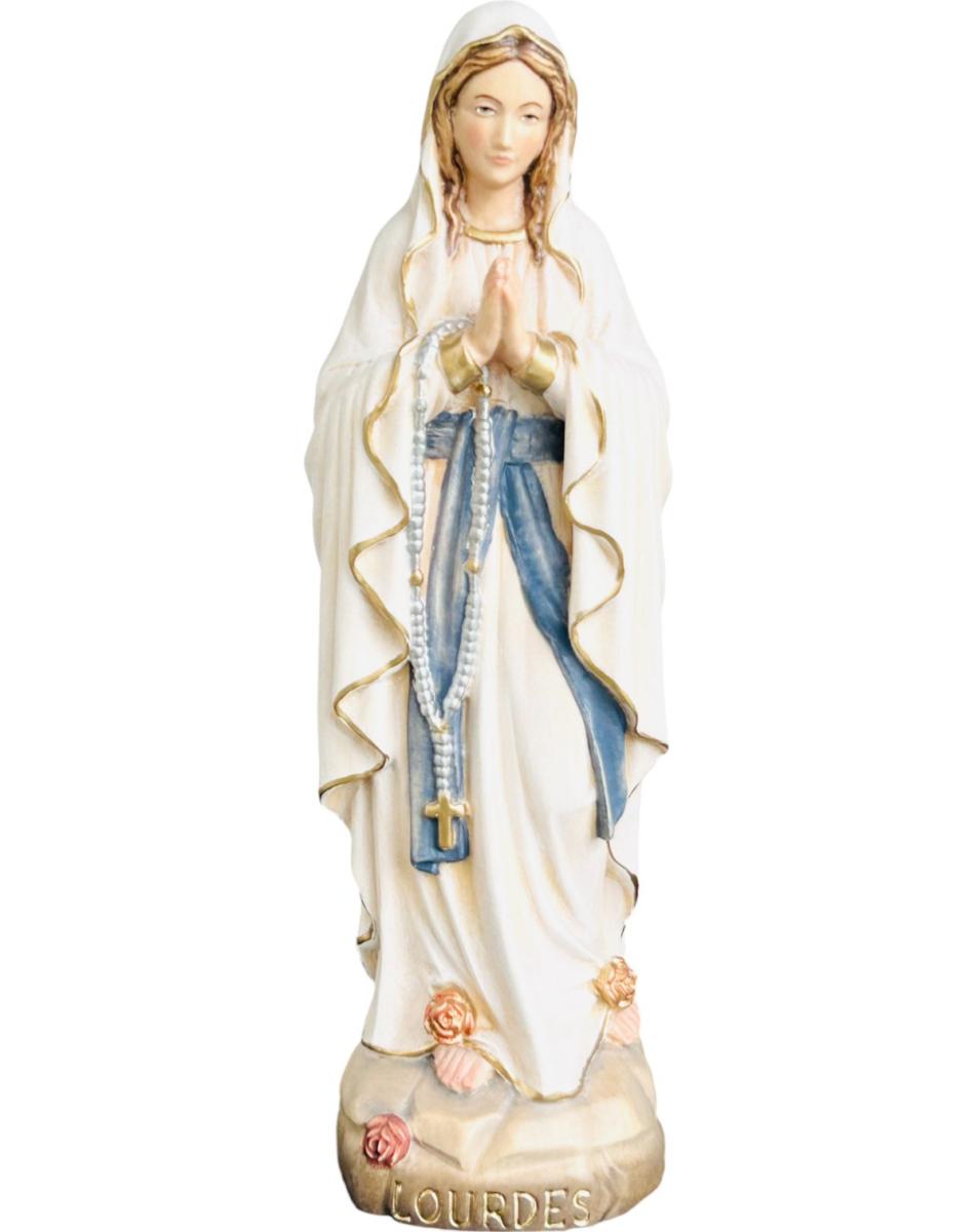 Our Lady of Lourdes wood carved - color