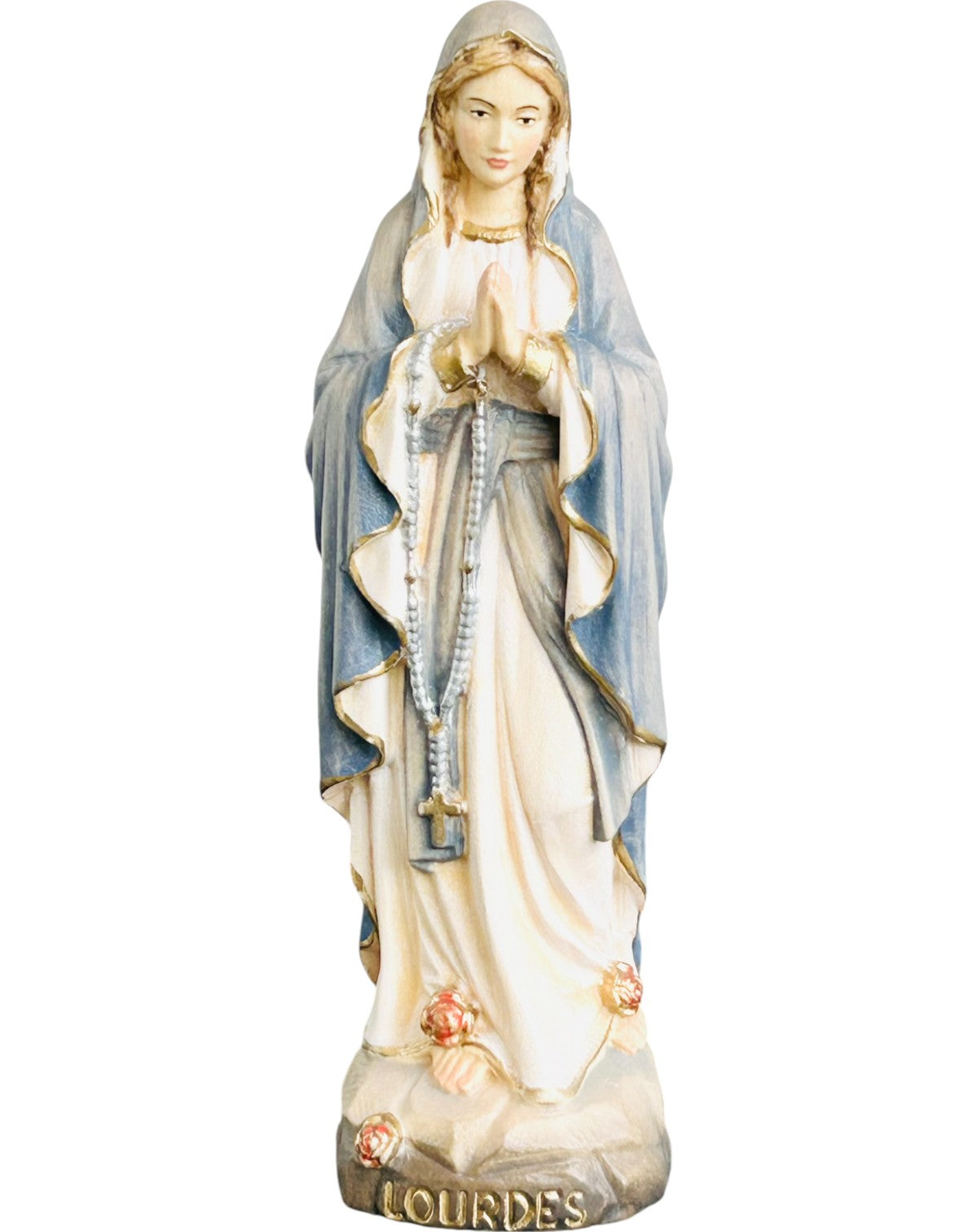 Our Lady of Lourdes wood carved - color