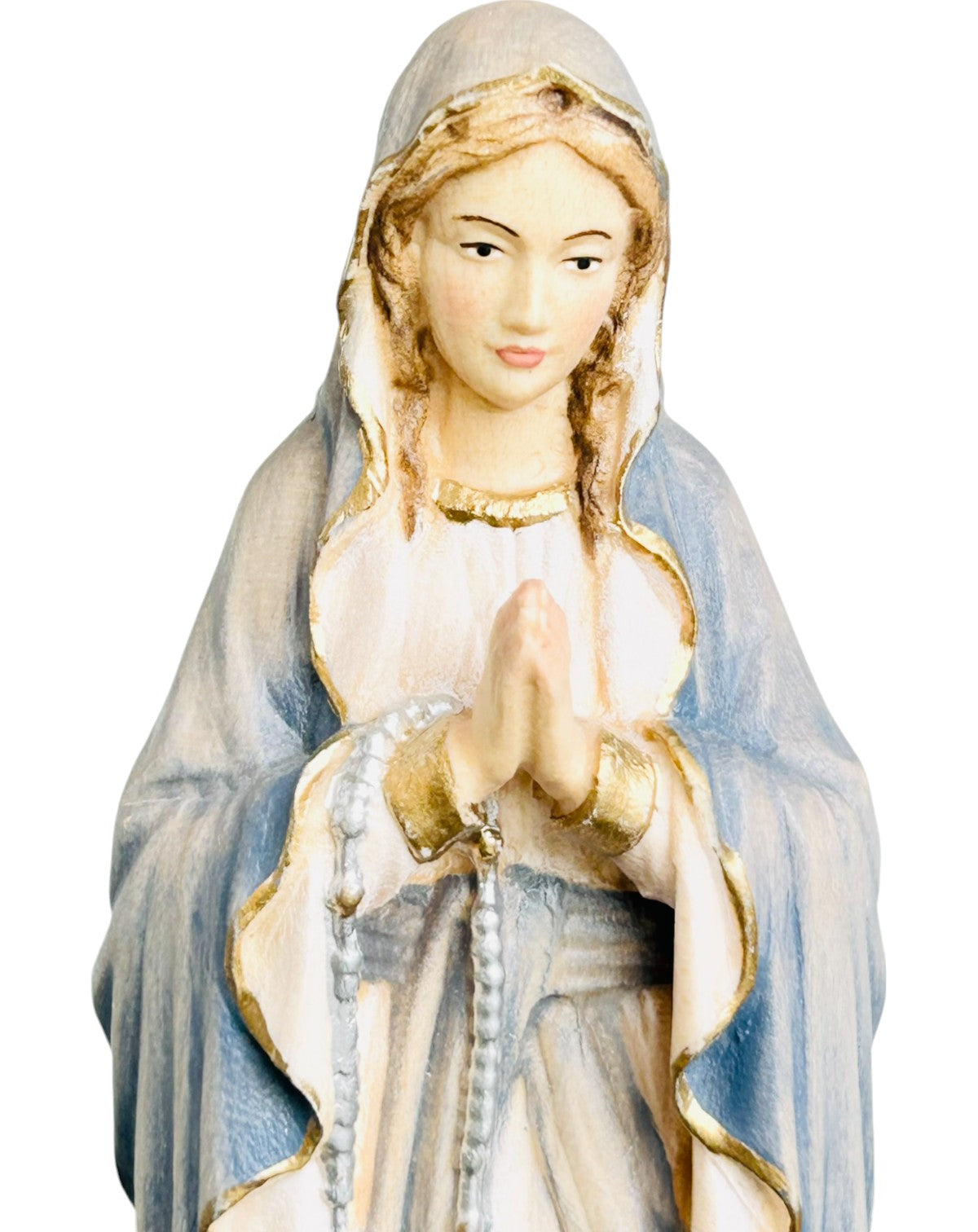Our Lady of Lourdes wood carved - color