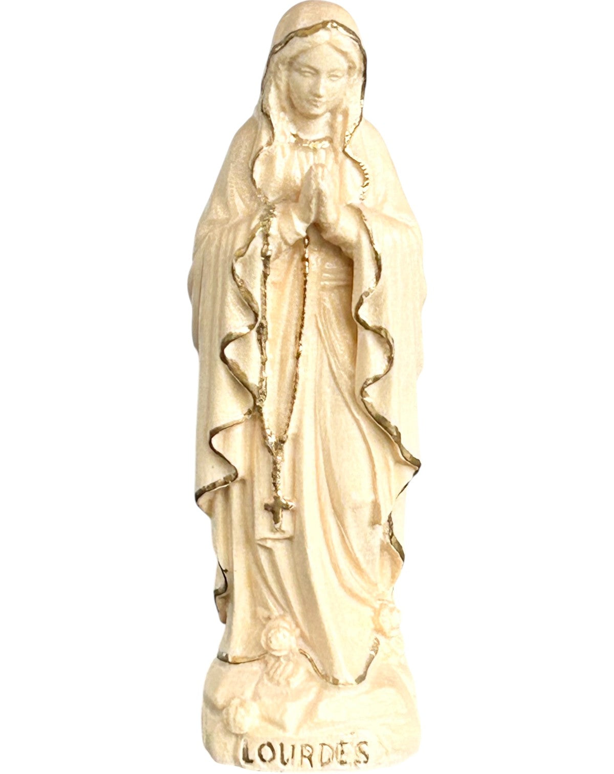 Our Lady of Lourdes wood carved - color