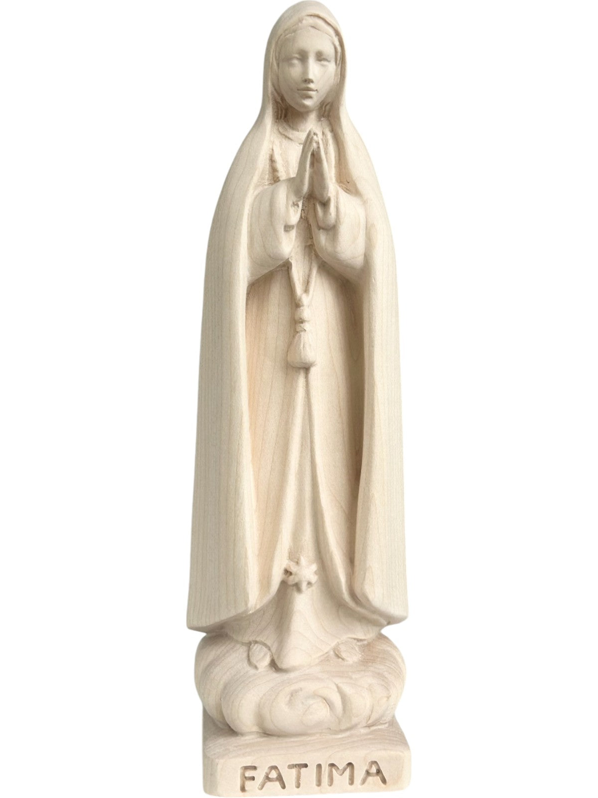 Madonnina di Fatima Pellegrina in legno scolpito