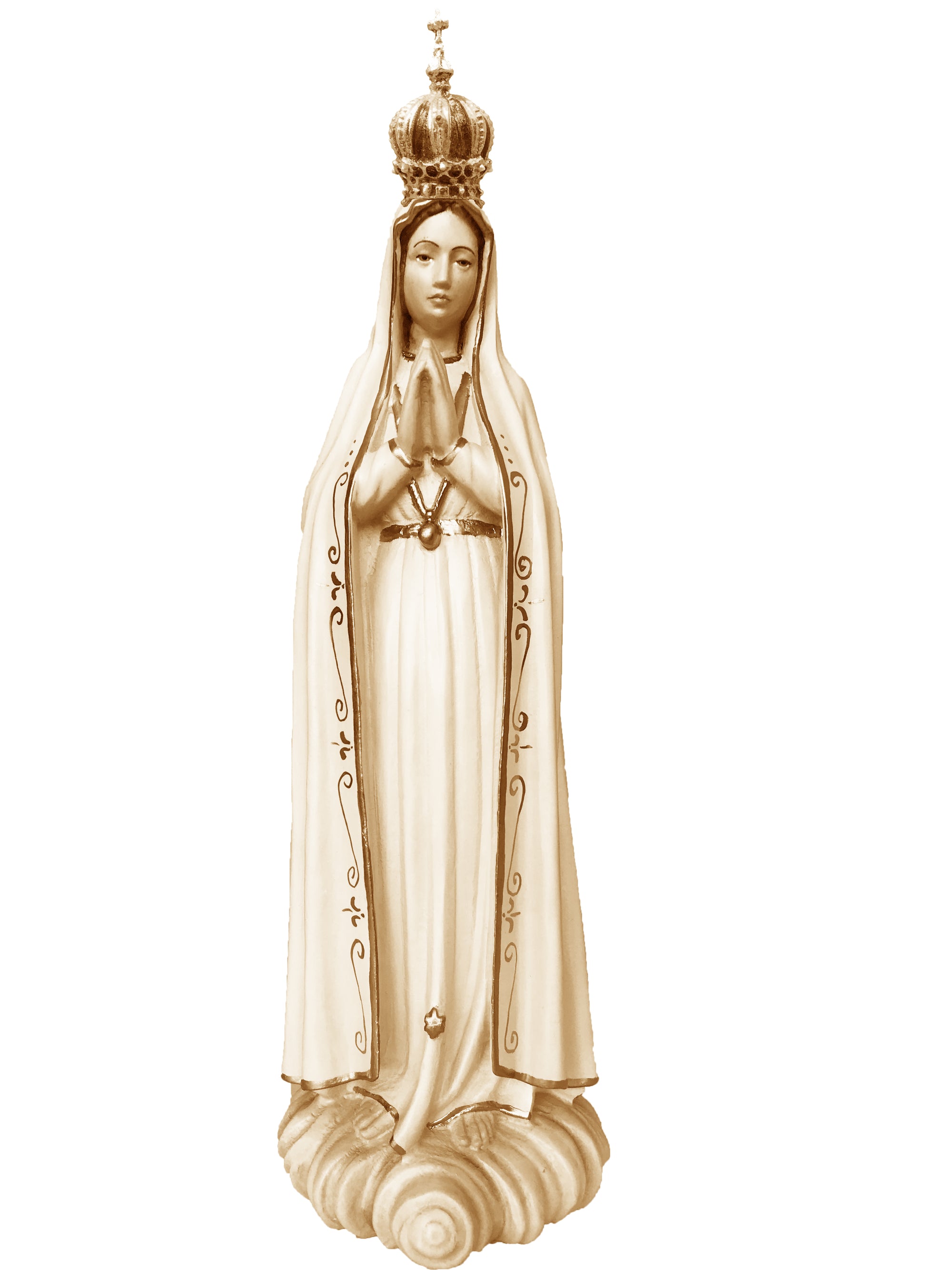 Our Lady of Fatima with Crown in wood - color